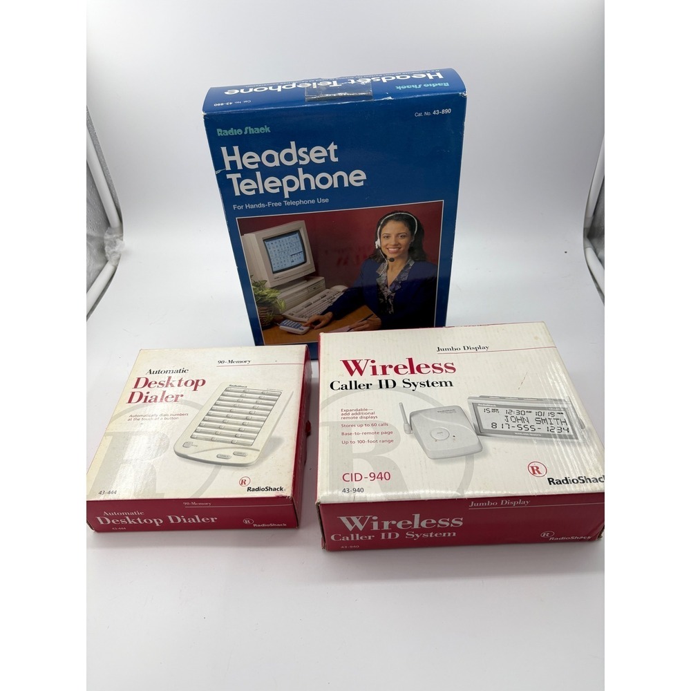 VTG RadioShack Telephone Accessory Lot NIB ET-152 Headset CID940 Caller ID Tandy